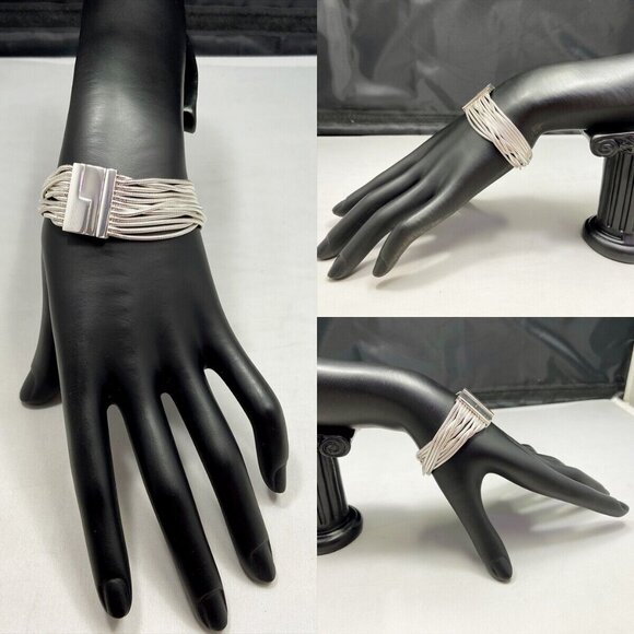 GUCCI Multi Strand Bracelet 6.7" Silver 925 Auth w/Box D-90 - Picture 8 of 8